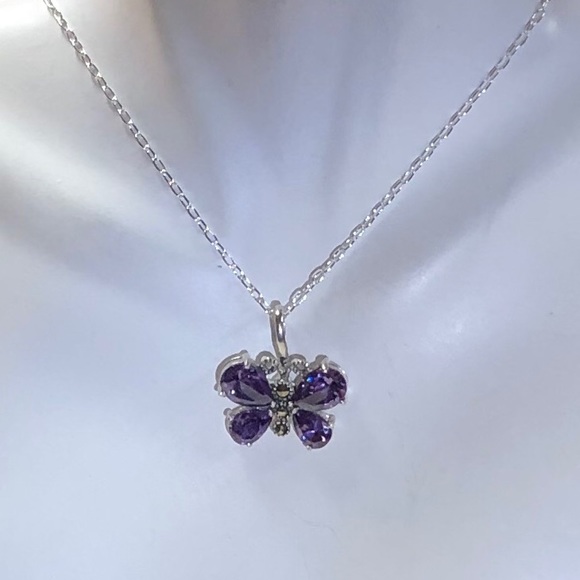 925 Sterling Silver & Amethyst Necklace - Picture 2 of 6